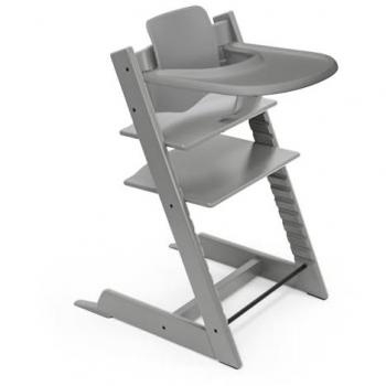 Set Chaise haute Tripp‑Trapp + Plateau gris tempête STOKKE