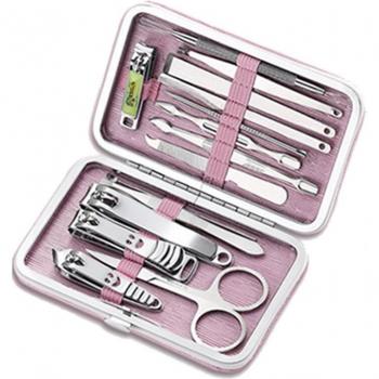 15-Piece Pink Nail Clipper and Beauty Tool Kit