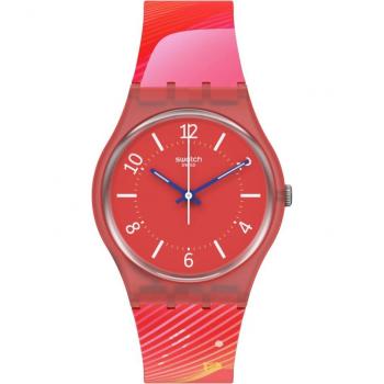 Swatch Charm of Calligraphy Quarzuhr mit rotem Armband