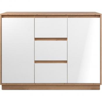 Buffet Phoenix – Chêne Artisan / Blanc – 2 Portes, 3 Tiroirs (117 x 88 x 40 cm)