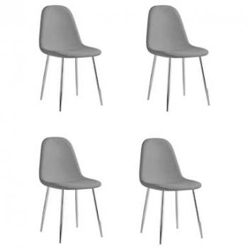 Ensemble de 4 Chaises Scandinaves en Velours et Métal Noir
