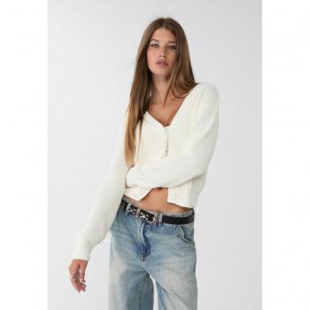 Cardigan a Bottoni Ecru S di Stradivarius