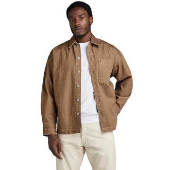 Camicia Overshirt Boxy Rinsed Uomo Cotone Marrone Taglia XL