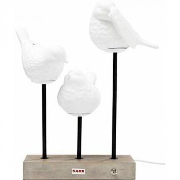 Kare Design Lampe trois oiseaux en porcelaine blanche