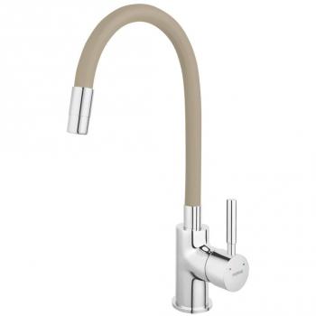 Robinetterie d'évier Novaservis Ferro avec bec flexible beige/chrome