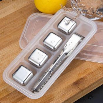 Stainless Steel Reusable Whiskey Chilling Stones with Box - 4/6/8 Pieces