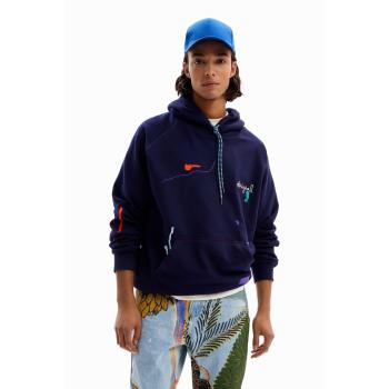 Felpa Uomo Blu XXL Desigual Ricamata Pittura