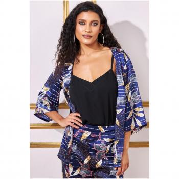 Goddiva Printed Satin Kimono