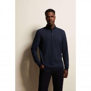 Langarm-Poloshirt von Bugatti, Stehkragen, marine