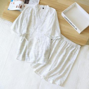 Japanischer Yukata für Männer, Kurzarm-Kimono mit kurzer Hose, Sommer-Pyjama aus Baumwolle