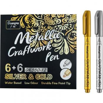 Gold und Silber Marker Stifte, 12 Stücke für Kunsthandwerk und Schule