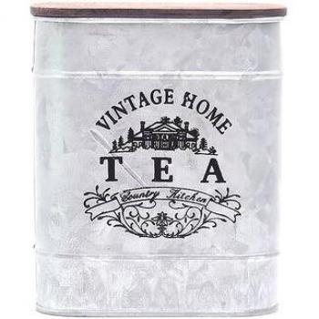 Vintage Iron Box with Wooden Cover for Tea, Coffee, and Candy Storage