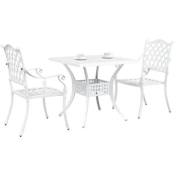 Vidaxl White Cast Aluminium 3‑Piece Outdoor Bistro Set