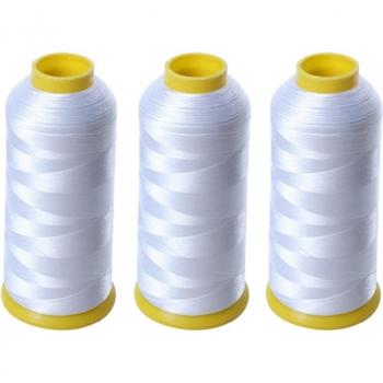 Stronger 5000M White Polyester Bobbin Thread for Embroidery Machine - 3 Pack