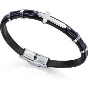 Pulsera Viceroy Air de piel negra con cruz de acero