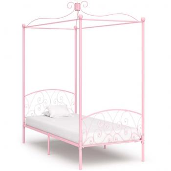 VidaXL Canopy Bed Frame without Mattress Pink Metal 100x200 cm