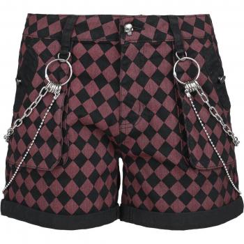 Shorts Rock Rebel EMP – Carré Rouge-Noir – Tailles 28-30 – Femmes