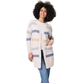 Izabel London Beige V-Neck Longline Cardigan for Women