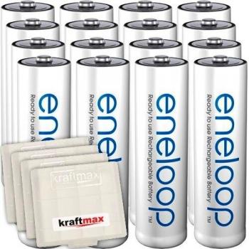 Kraftmax 16er-Pack Hochleistungs Panasonic Eneloop AA/Mignon Akkus