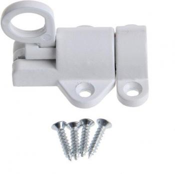White Aluminum Spring-Loaded Security Door and Window Pull Ring Lock