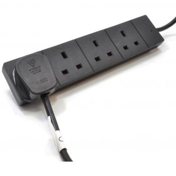 4 Gang Way UK Trailing Socket Mains Power Extension Lead Black 3m