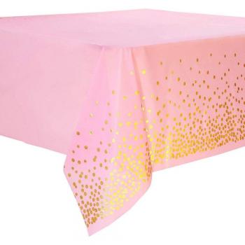 Assorted Color Disposable Tablecloths with Gold Foil Print - 4 Pieces