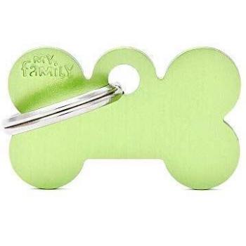 Medaglietta d'alluminio per cani e gatti con forma di osso piccolo color verde