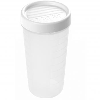 Tataycontainer for food with screw cap 0.6 l plastic 8.5 x 8.5 x 16.5 cm plastic white 0.6l