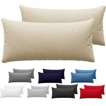 Juego de Fundas de Almohada Dreamzie (2 unidades) - Beige - 40x80 cm - Algodón Jersey