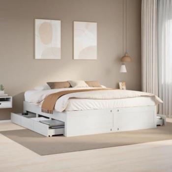 Vidaxl - Bed Frame without Mattress with Drawers White 180x200 cm Super King Solid Wood Pine