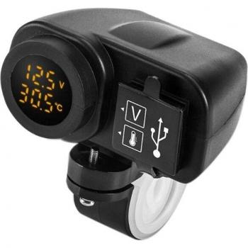 12V to 5V USB Motorcycle Charger with Thermometer