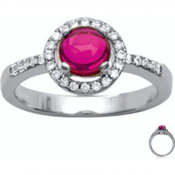 Bague Argent 'Sissi' rubis blanc rhodié - 10 mm