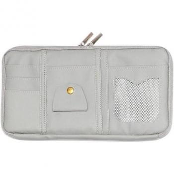 Pochette multi‑poches car solaire en cuir PU – support compact pour lunettes
