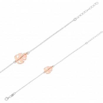 Jungle Monstera Rose Pink Rhodium Bracelet (R5006) – Les Trésors De Lily