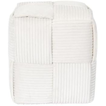 Pouf en tissu tressé et côtelé Scott beige