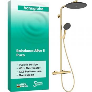 Hansgrohe Raindance Alive S Puro 300 1Jet con Ecostat – Color Oro Pulido