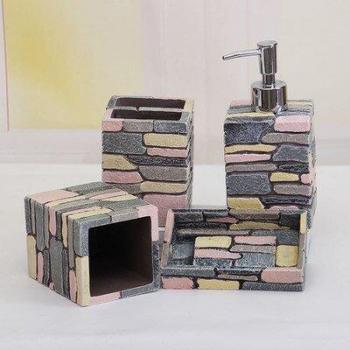 Vintage Style Bathroom Supplies - 5pcs Toothbrush Holder, Soap Dispenser, and Accessories