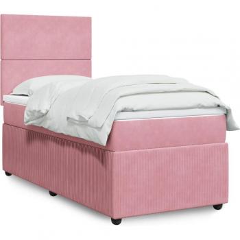 Maison Exclusive - Cama box spring con colchón de terciopelo rosa 80x200 cm