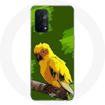 Oppo A54 5G Case with Yellow Parakeet Birds on Green Background