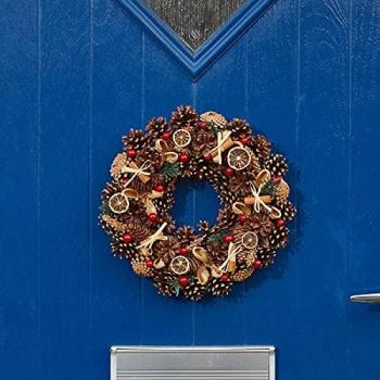 SMART GARDEN 36cm Outdoor Winter Spice Christmas Wreath Decoration - Brown