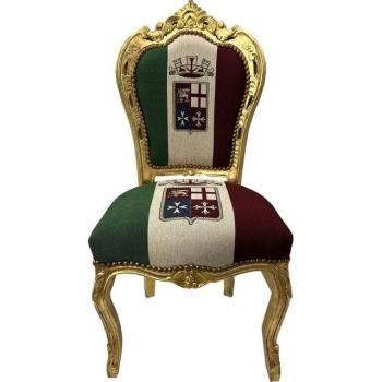 Barocker Esszimmerstuhl Casa Padrino in Gold mit italienischer Flagge