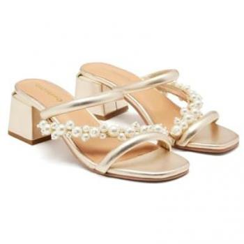 Sandalia Chic Metalizada con Perlas