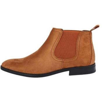 Tan Heritage Suede Chelsea Slip‑Ons for Men – Size 8