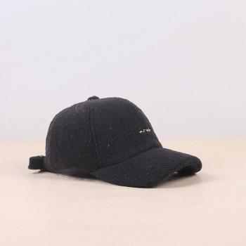 Embroidered Cashmere Baseball Hat Adjustable Solid Color Warm Cap for Autumn/Winter TG0148