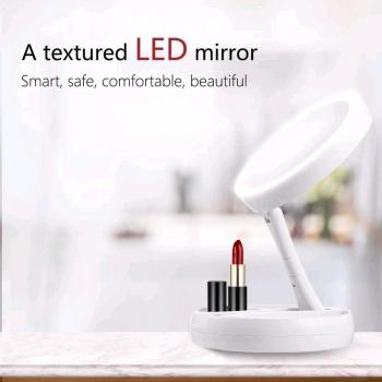 Tragbarer Make-up Spiegel mit 10x Vergrößerung, LED-Beleuchtung und 270 Grad Rotation