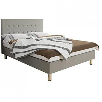 Cama Continental Logan 100 – Doble Gris con Tapiz y Somier de 140x200 cm