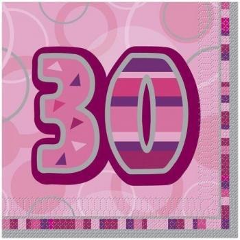 Glitz 30th Birthday Napkins (Pack of 16)
