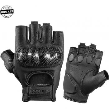 IRON JIA'S Summer Breathable Leather Fingerless Motorcycle Gloves