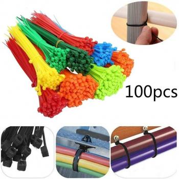 150mm Self-Locking Nylon Cable Ties - 100 Pack, 8 Colors, Corrosion-Resistant Plastic Zip Straps