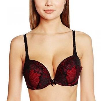 Sujetador Ann Summers, Triple Boost, Rojo/Negro, 90B